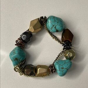 Turquoise and Gold Beaded Bracelet